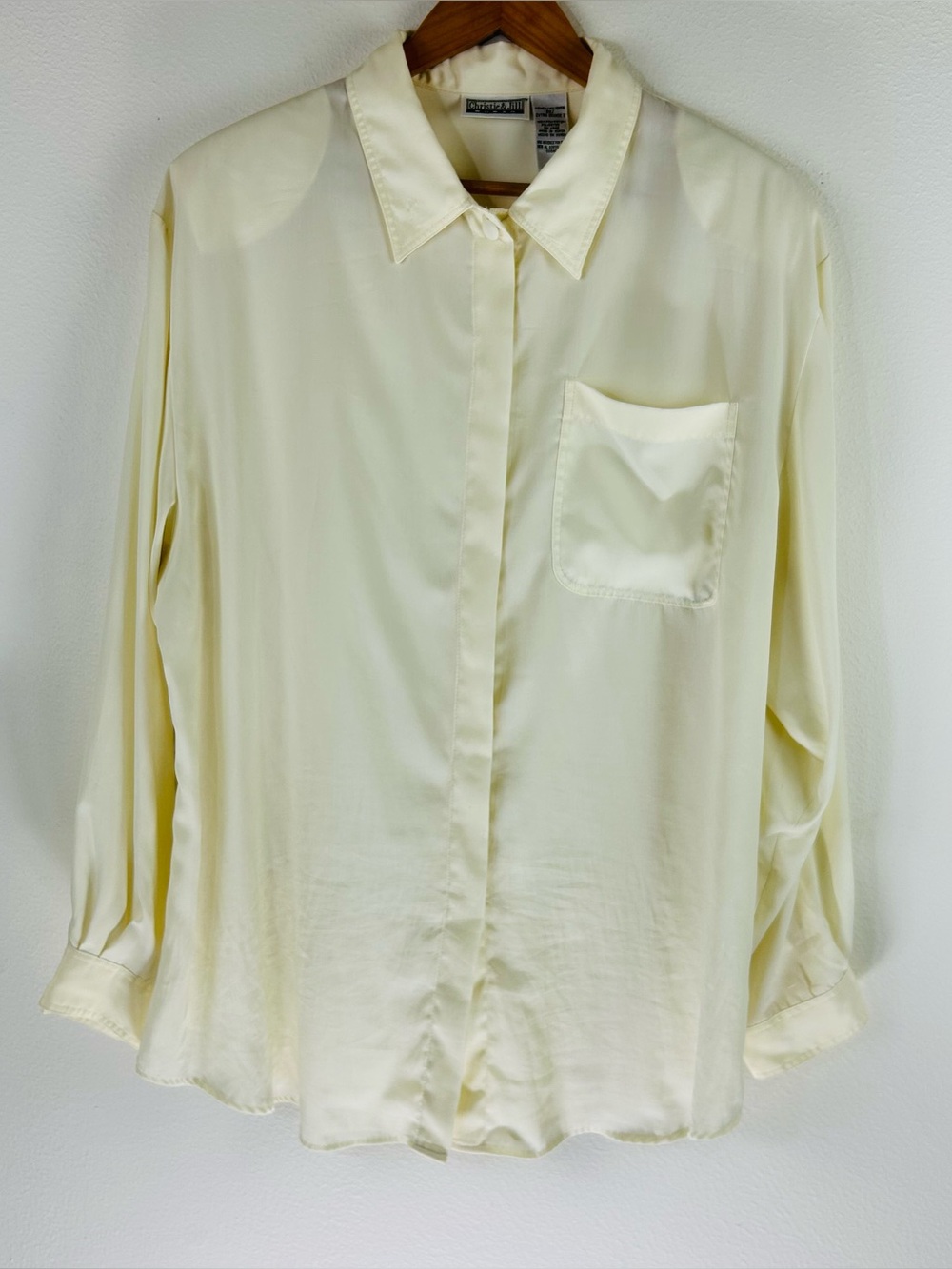 Vtg Christie & Jill Women’s Light Yellow Lightweight Casual Button Down Size 2X